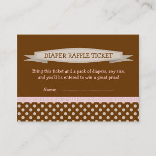 Brown PInk Baby Shower Diaper Raffle Ticket Beilag Begleitkarte