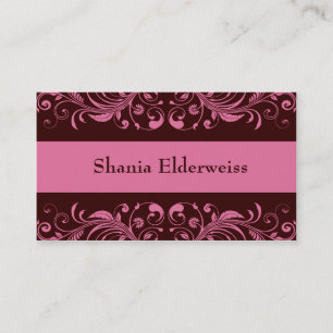 Brown & Pink Damask Visitenkarte
