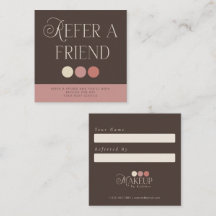 Brown Pink Makeup Artist Referral Card