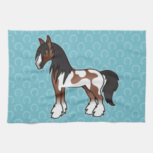Brown Pinto Cartoon Sinti und Roma Vanner Shire Cl Geschirrtuch