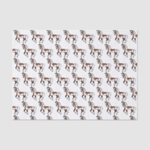Brown Pinto Cartoon Trotting Horse Muster Seidenpapier
