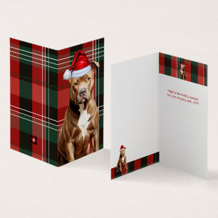 Brown Pitbull Dog Holiday Kariert Weihnachten