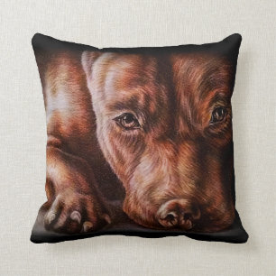 Brown pitbull Gesichtszeichnen des Kissen