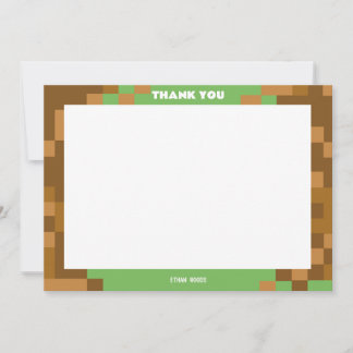 Brown pixated Gamer Party Vielen Dank Dankeskarte