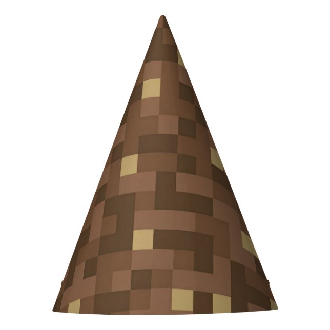 Brown Pixel Party Hat Partyhütchen (Vorderseite)