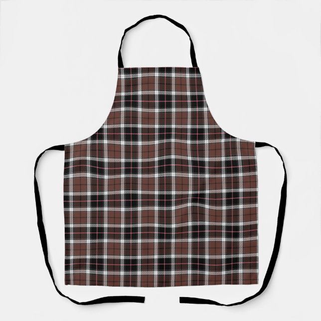 Brown Plaid All-Over Print Apron Schürze (Vorderseite)