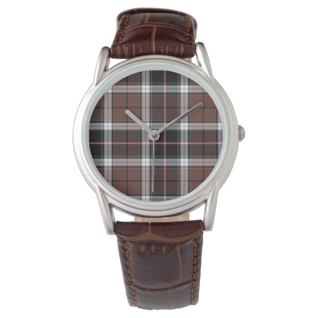 Brown Plaid Armbanduhr (Vorderseite)