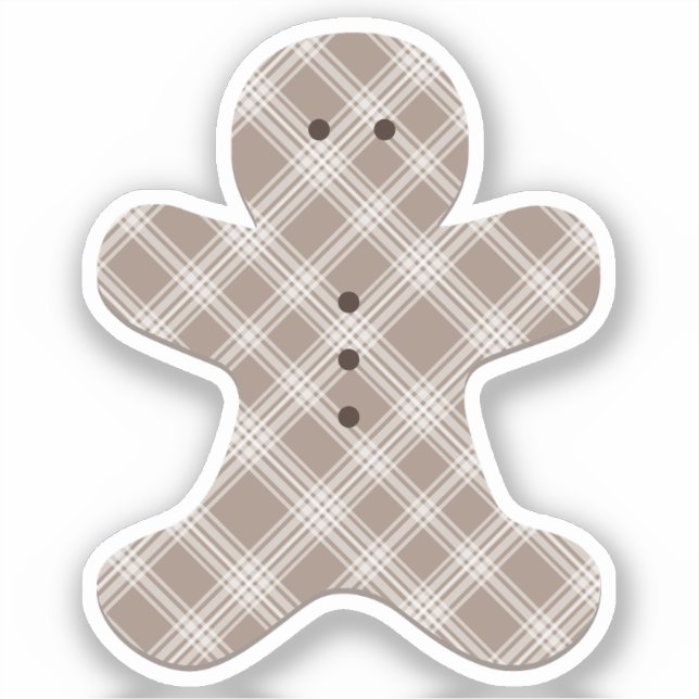 brown plaid gingerbread man  aufkleber (Vorderseite)