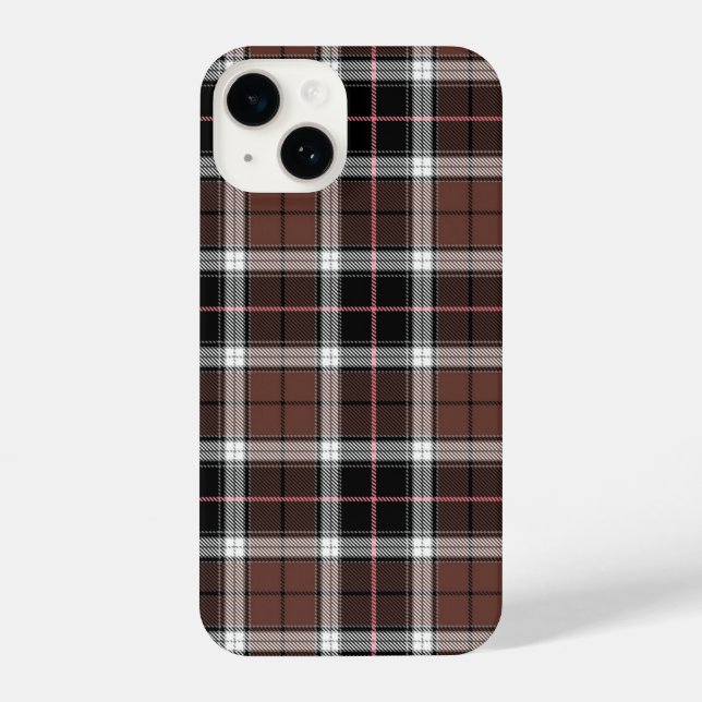 Brown Plaid iPhone 14 Hülle (Rückseite)