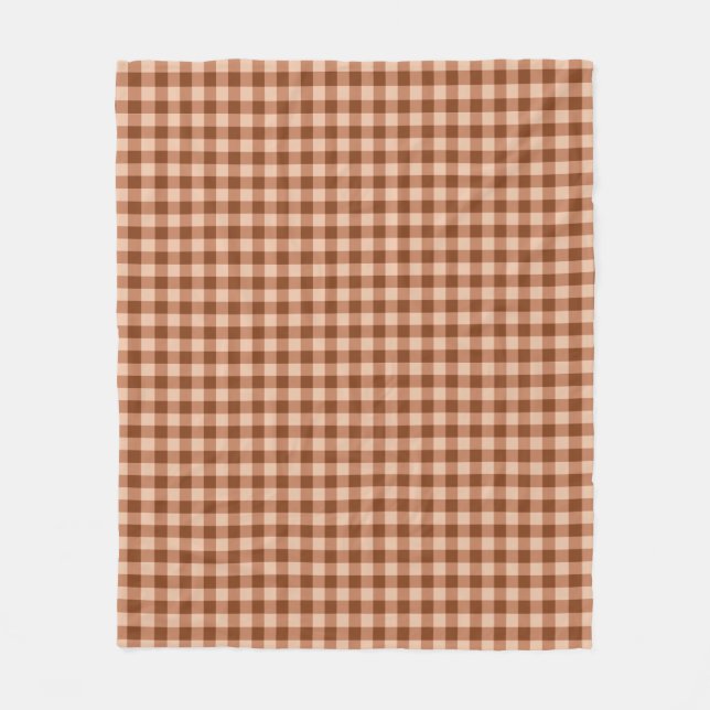 Brown Plaid Pattern Simple Rustic Gingham Fleecedecke (Vorderseite)
