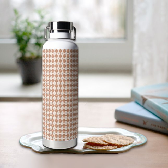 Brown Plaid Pattern Water Bottle Trinkflasche (Von Creator hochgeladen)