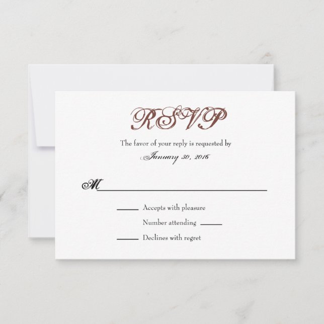 Brown Plaque blanche Cartes RSVP pour mariage simp (Devant)