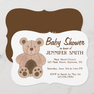 Brown Plush Teddy Bear Baby Dusche Geburtstagspart Einladung