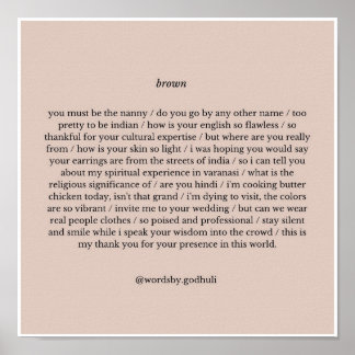 "Brown" Poesie Print Poster