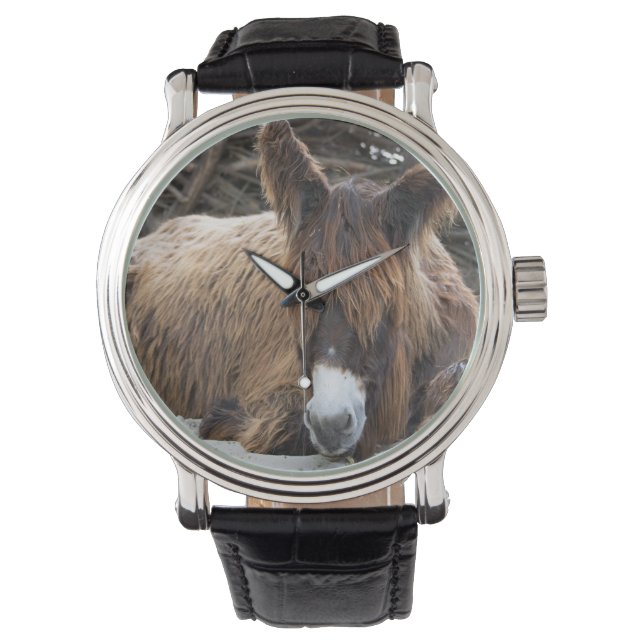 Brown Poitou Donkey Armbanduhr (Vorderseite)