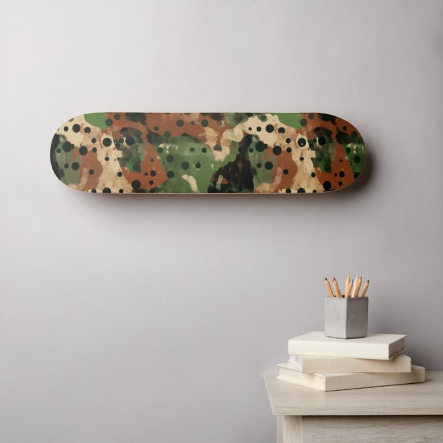 Brown Polcamo Polka Dot and Camouflage Hybrid Skateboard (Wandkunst (Horz))