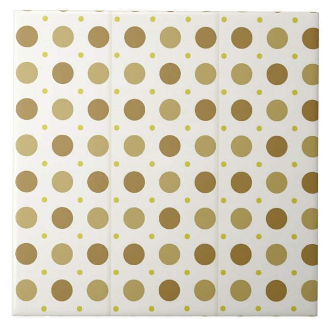 Brown Polka Dot Retro Design Fliese (Vorderseite)