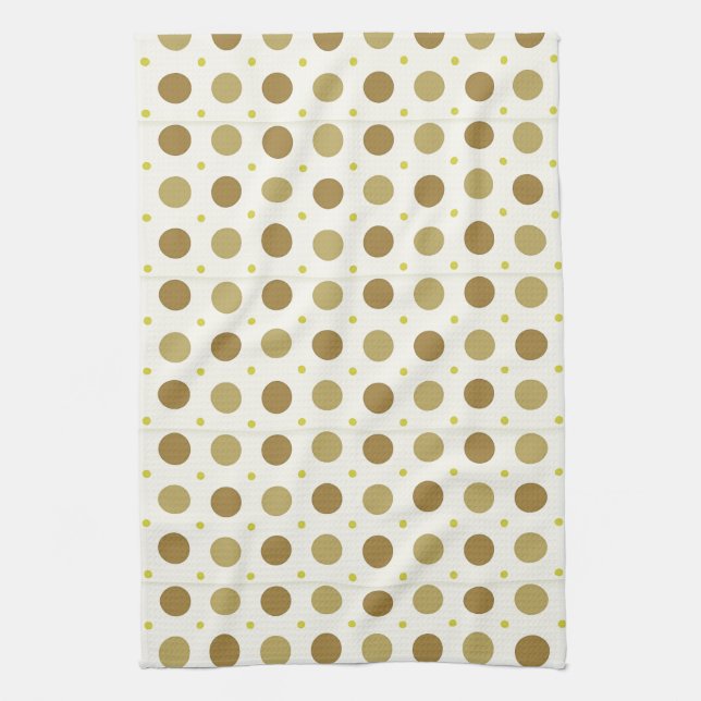 Brown Polka Dot Retro Design Serviette de cuisine (Vertical)