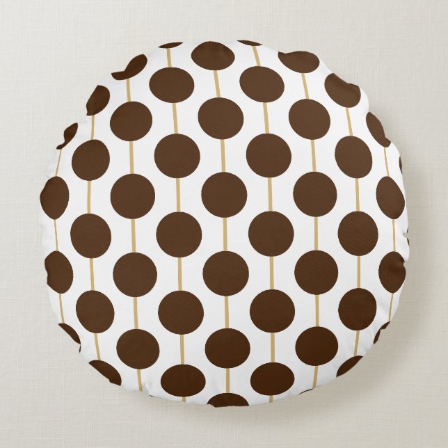Brown Polka Dots Rundes Kissen (Vorderseite)