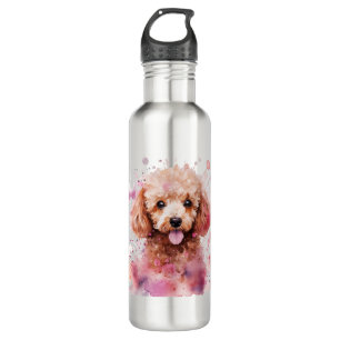 Brown Poodle Puppy, Baby Hund, Farbenstriche, Abwa Edelstahlflasche