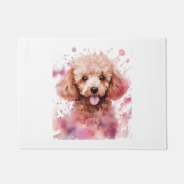 Brown Poodle Puppy, Baby Hund, Farbenstriche, Abwa Fußmatte (Vorderseite)