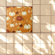 Brown Pumpkin Floral Herbst und Fall Muster