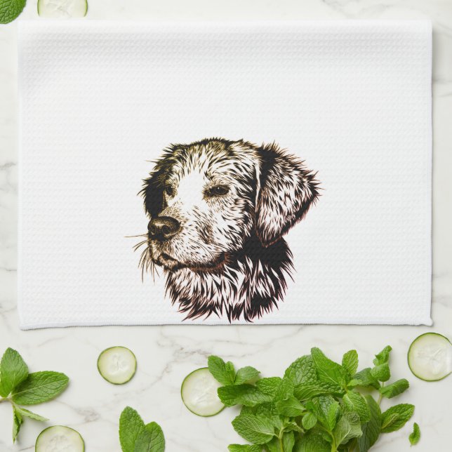 Brown Puppy Sketch Geschirrtuch (Gefaltet)