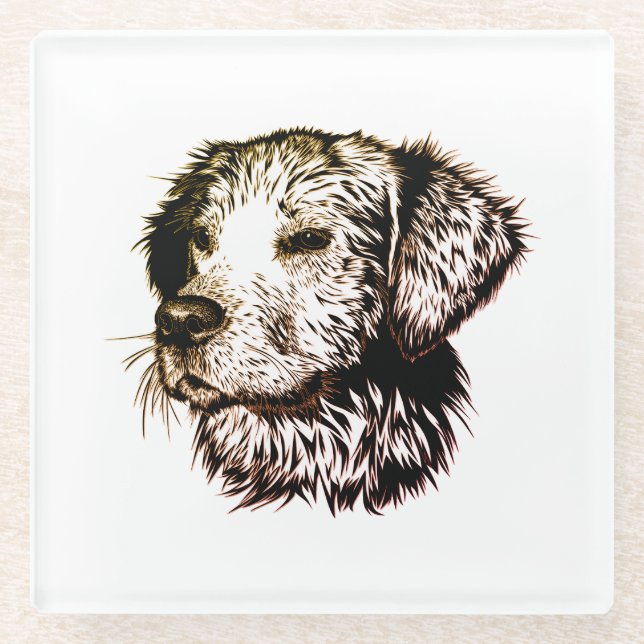 Brown Puppy Sketch Glasuntersetzer (Vorderseite)