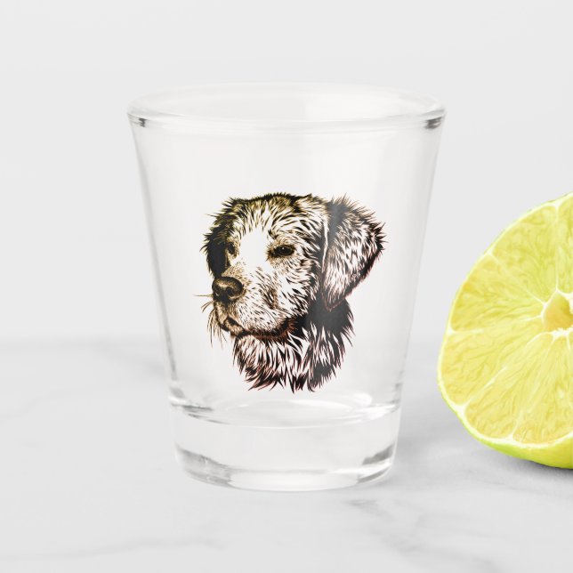 Brown Puppy Sketch Schnapsglas (Vorderseite)