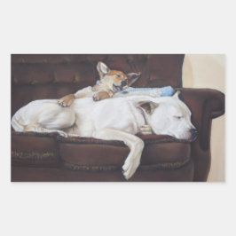 Brown Puppy White American Bulldog Rechteckiger Aufkleber