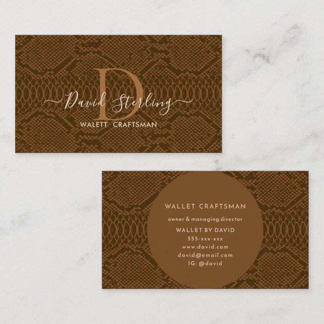 Brown Python Skin Business Card Visitenkarte (Vorne/Hinten)
