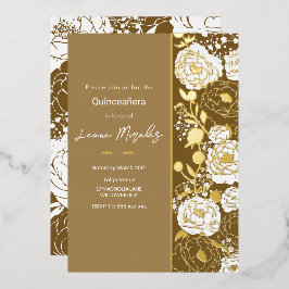 Brown Quinceañera Foil Einladung