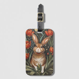 Brown Rabbit Red Tulips William Morris Inspiriert Gepäckanhänger