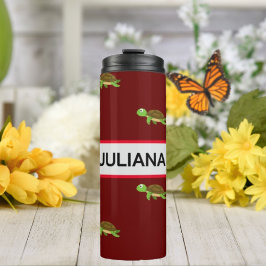 Brown Red Modern Turtle Tumbler Thermosbecher
