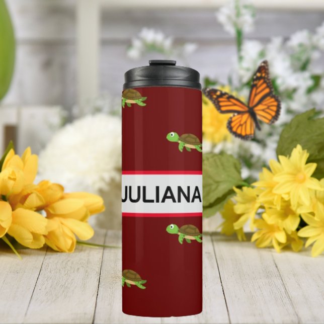 Brown Red Modern Turtle Tumbler Thermosbecher (Von Creator hochgeladen)