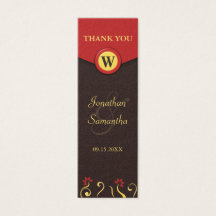 Brown Red Swirls Small Wedding Favour Favor Tags