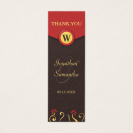 Brown Red Swirls Small Wedding Favour Favor Tags