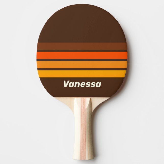 Brown Retro Across Striping with Name Tischtennis Schläger (Vorderseite)