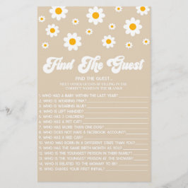 Brown Retro Daisy findet das Guest Baby Showspiel Briefpapier