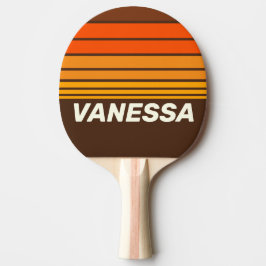 Brown Retro Horizon Striping with Name Tischtennis Schläger