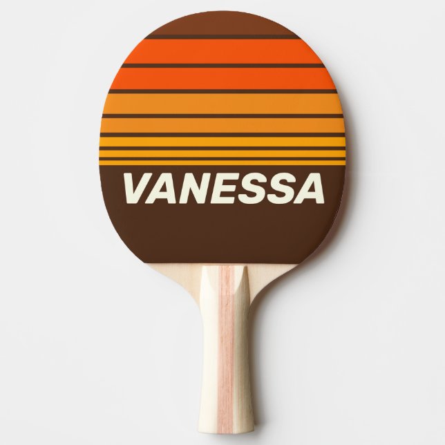 Brown Retro Horizon Striping with Name Tischtennis Schläger (Vorderseite)