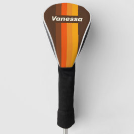 Brown Retro Pin Striping with Name Golf Headcover