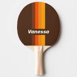 Brown Retro Pin Striping with Name Tischtennis Schläger