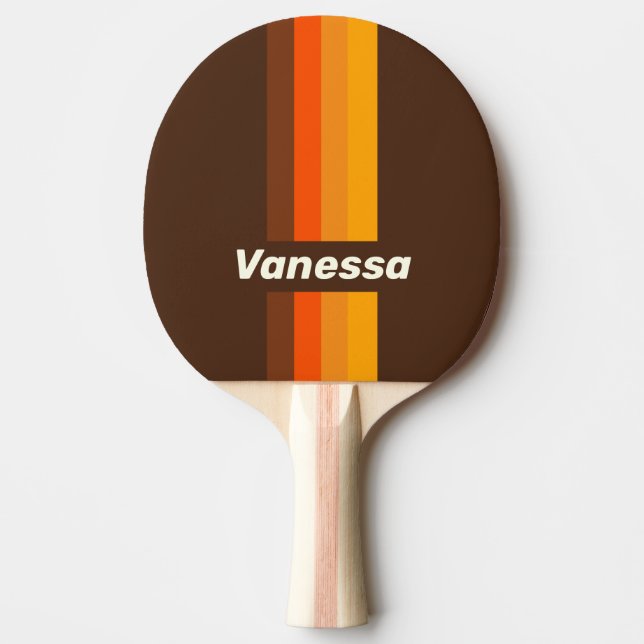 Brown Retro Pin Striping with Name Tischtennis Schläger (Vorderseite)