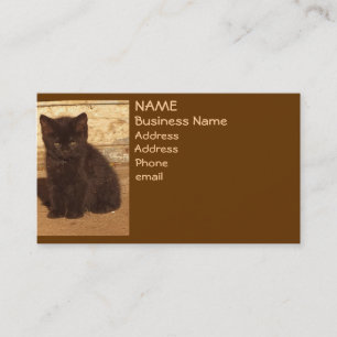 Brown Retro Sepia Kitten Business Cards Visitenkarte