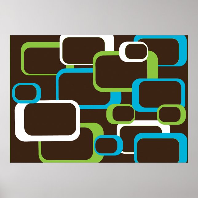 Brown Retro Squares Poster (Vorne)