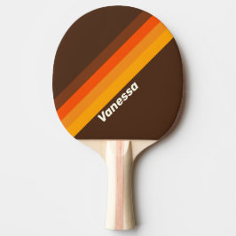 Brown Retro Striping with Name Tischtennis Schläger