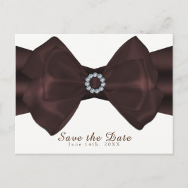 Brown Ribbon & Diamonds Elegantes Glam Save the Da Ankündigungspostkarte