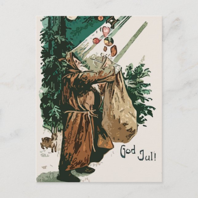 Brown-Robe-Weihnachtsmann-Weihnachten Feiertagspostkarte (Vorderseite)
