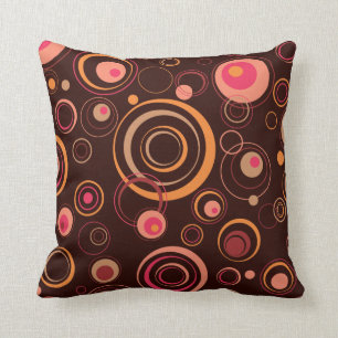 Brown/Rosa-spielerische Retro Kreise Kissen